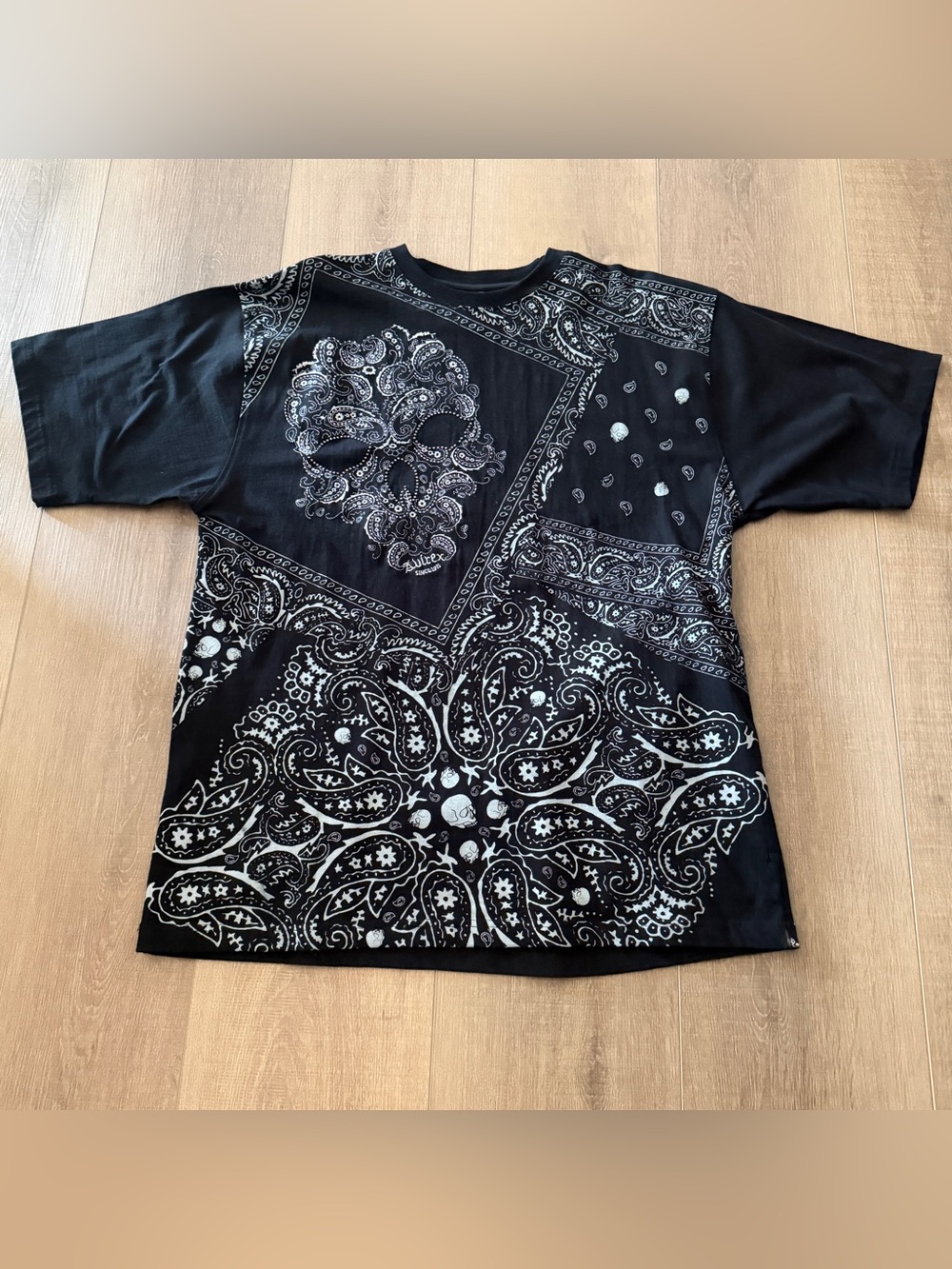 Y2K Avirex Mens XL Black T Shirt Goth Skulls Cool Graphic Cotton Grunge Biker